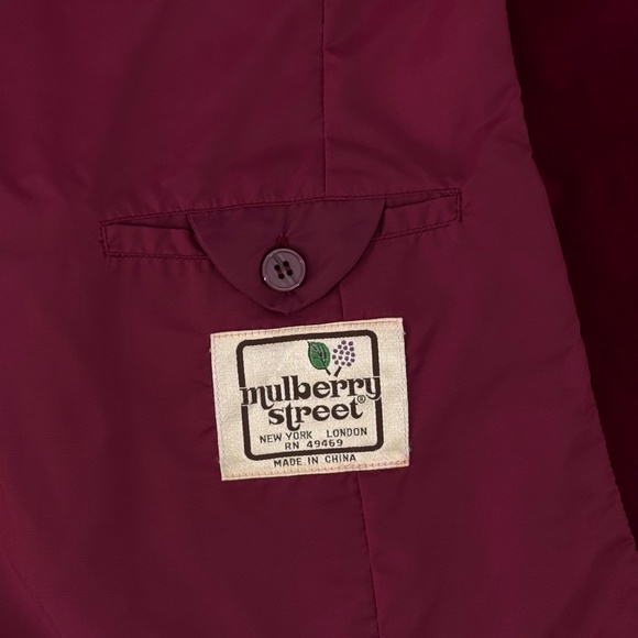 Vtg Mulberry Street Velvet Blazer Size 9/10 Wine Berry Red Holiday Party Preppy - Picture 15 of 15